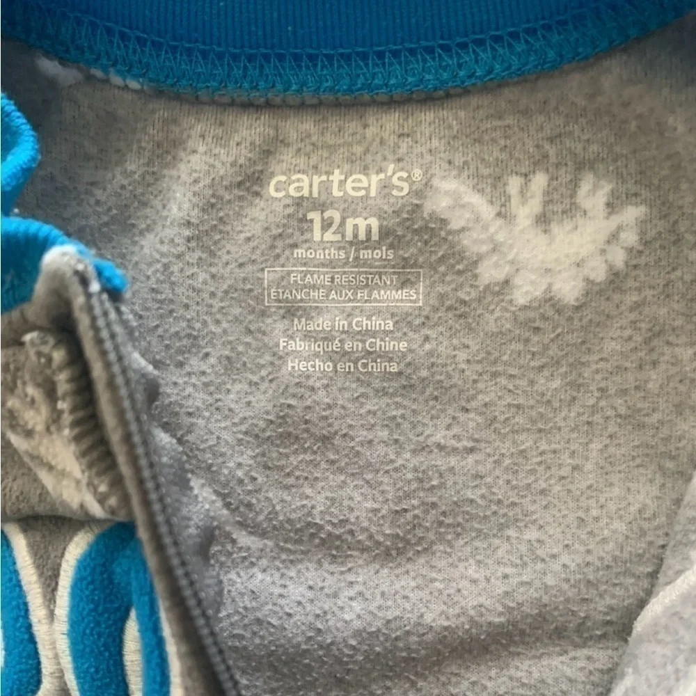 Carter’s Bundle of 2 Dinosaurs Space Fleece Footsie Onesies Size 12mos